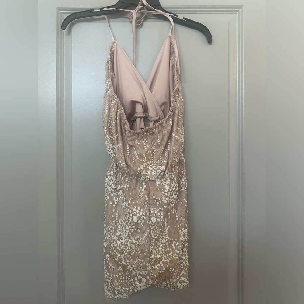 Hello Molly Blush Sequin Wrap Romper - Picture 4 of 5